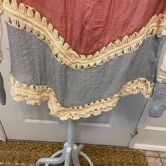 Boho Color Block Crocheted Top XS S - Picture 5 of 7